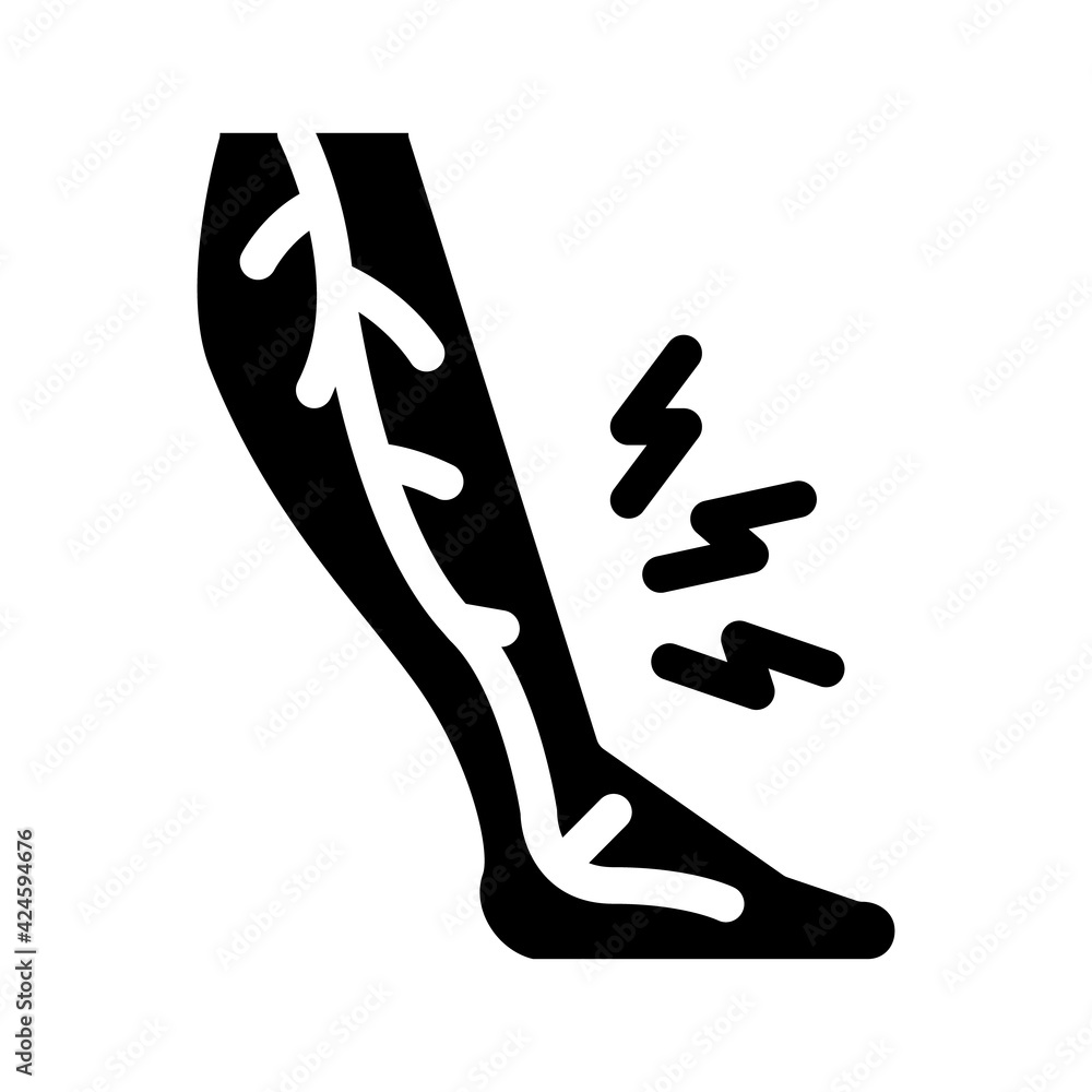 leg pain varicose disease glyph icon vector. leg pain varicose disease sign. isolated symbol illustration leg pain varicose disease glyph icon vector. leg pain varicose disease sign. isolated symbol illustration