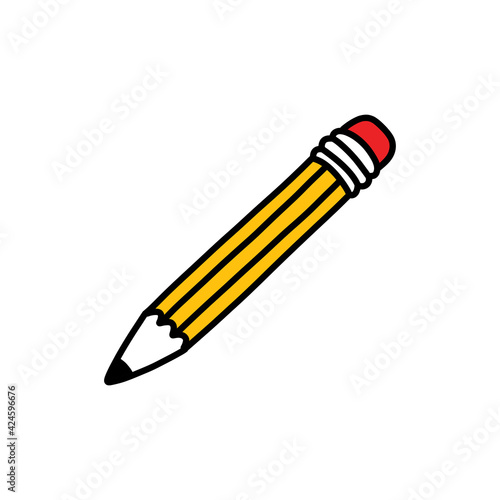 pencil doodle icon, vector color line illustration