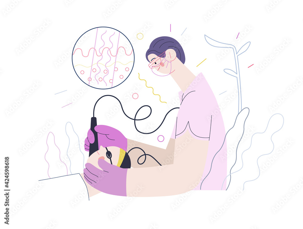 Obraz premium Dermatology, cosmetology - medical insurance illustration. Flat vector