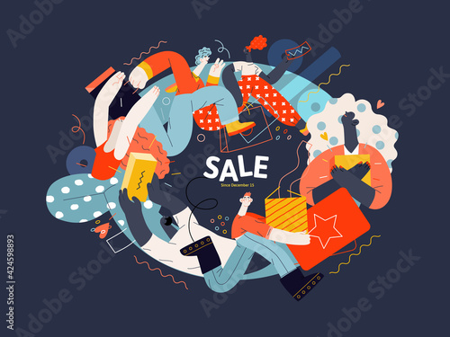 Discounts, sale, promotion. Flat vector modern illustartion