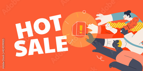 Discounts, sale, promotion, web template. Flat vector