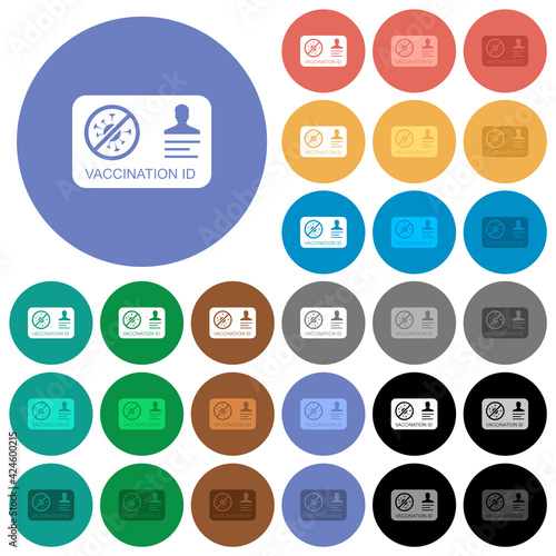 Vaccination id round flat multi colored icons