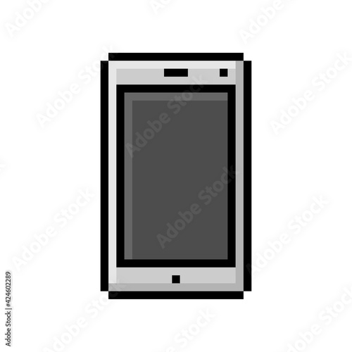 Pixel phone icon. Front view. Vector simple flat graphic illustration. The isolated object on a white background. Isolate.