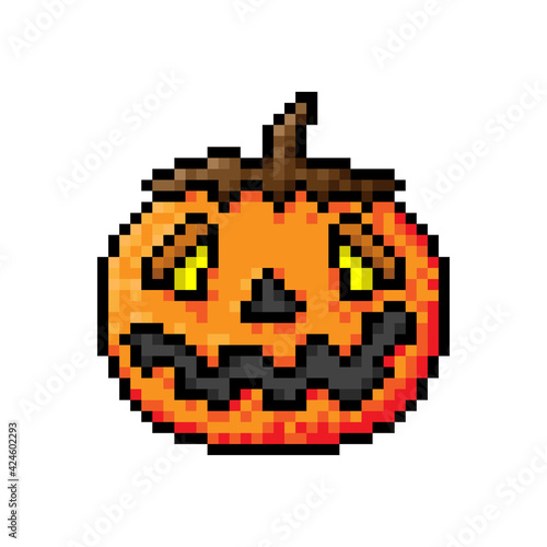 Pixel halloween pumpkin icon. Front view. Vector simple flat graphic illustration. The isolated object on a white background. Isolate.