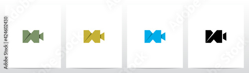  Folded Shape Camera Formed Letter Logo Design H