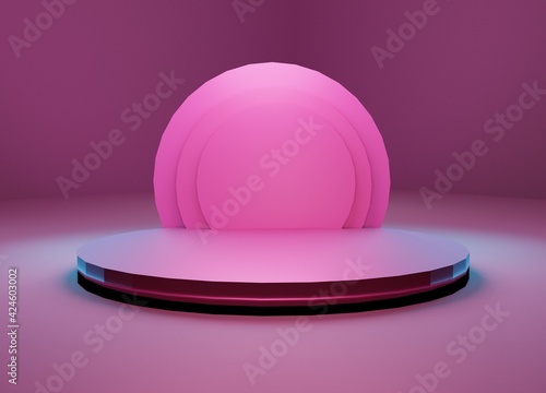 3d rendering minimalist pink podium display