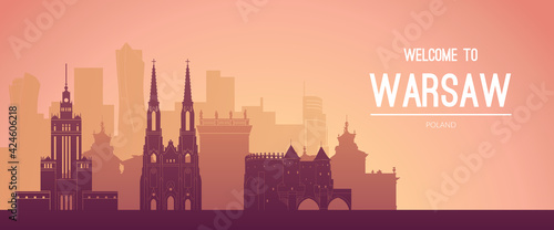 Warsaw, Poland famous city scape view.