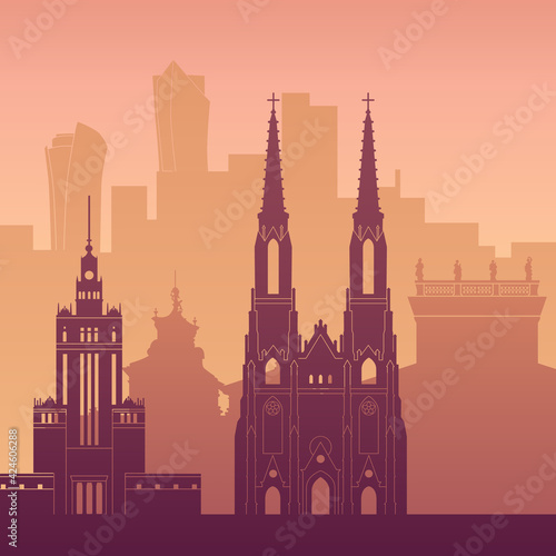 Warsaw, Poland famous city scape view.