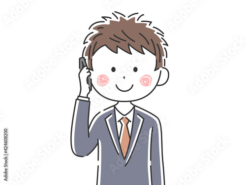 電話をするビジネスマンのイラスト