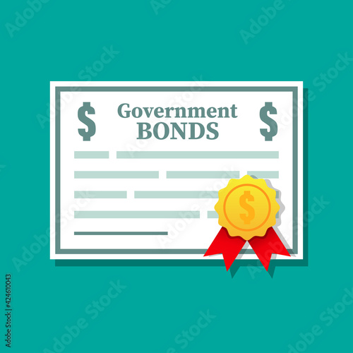Government bonds icon isolated on white background vector illustration.
