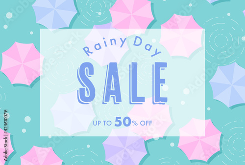 vector background with umbrellas in the rain for banners, cards, flyers, social media wallpapers, etc.
