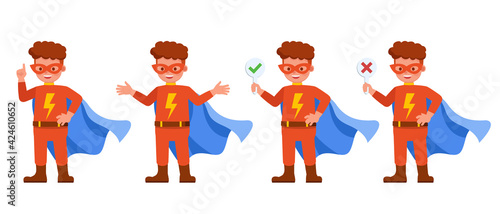 Superhero kid boy character vector design. Presentation in various action. no3