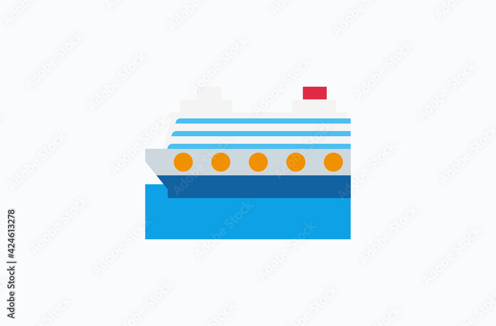 Passenger ship vector flat icon. Isolated cruise ship emoji illustration Passenger ship vector flat icon. Isolated cruise ship emoji illustration