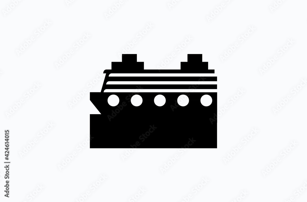 Passenger ship vector flat icon. Isolated cruise ship emoji illustration Passenger ship vector flat icon. Isolated cruise ship emoji illustration