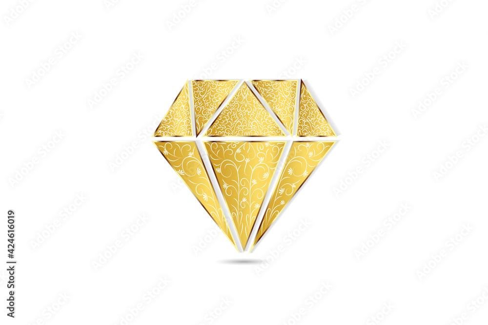 Gold diamond logo swirly floral luxury symbol image vector Gold diamond logo swirly floral luxury symbol image vector