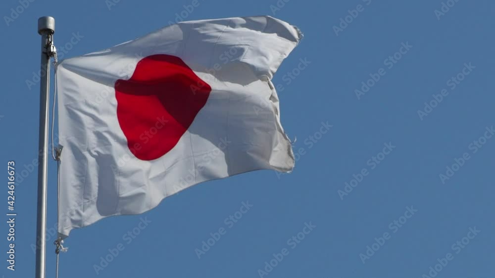 強い風に揺れる日本の国旗 Stock Video | Adobe Stock