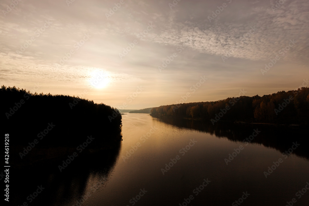 the Neman river during sunset