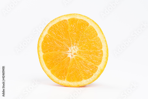 orange slice  half cut orange isolated on white background.