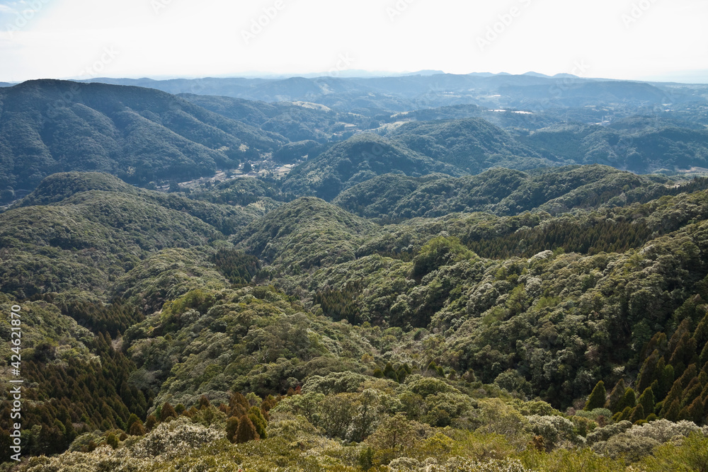 Naklejka premium 金峯山山頂より南九州市金峰町の街並みを見る 