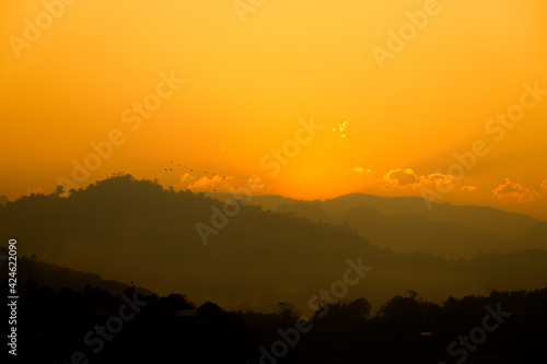 Wallpaper Mural Orange Sun up to Sunrise over mountain and reflect on river morning Torontodigital.ca