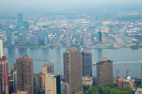 Aerial view of skyscrapers in lower Manhattan © 9design
