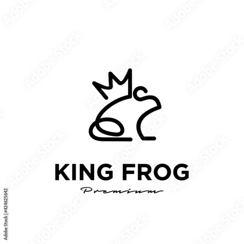 king frog line vector logo illustration design