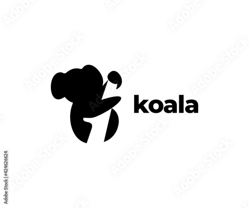 Photography Koala silhouette logo vector icon illustration
