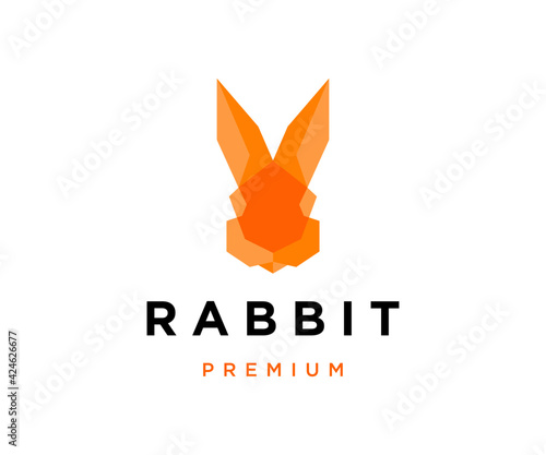 Rabbit head overlap overlay geometric logo icon vector illustration