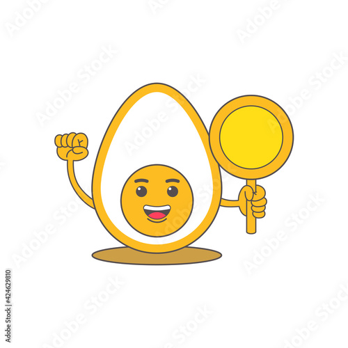 ester egg emoticon with sign be careful vector image