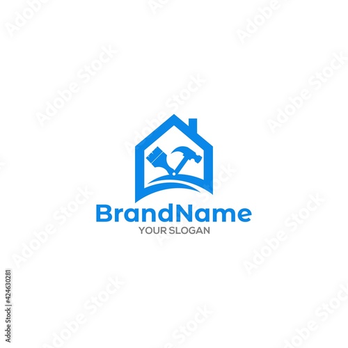 Painting and Remodeling House Logo Design Vector