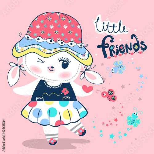 little cute rabbit girl wearing summer