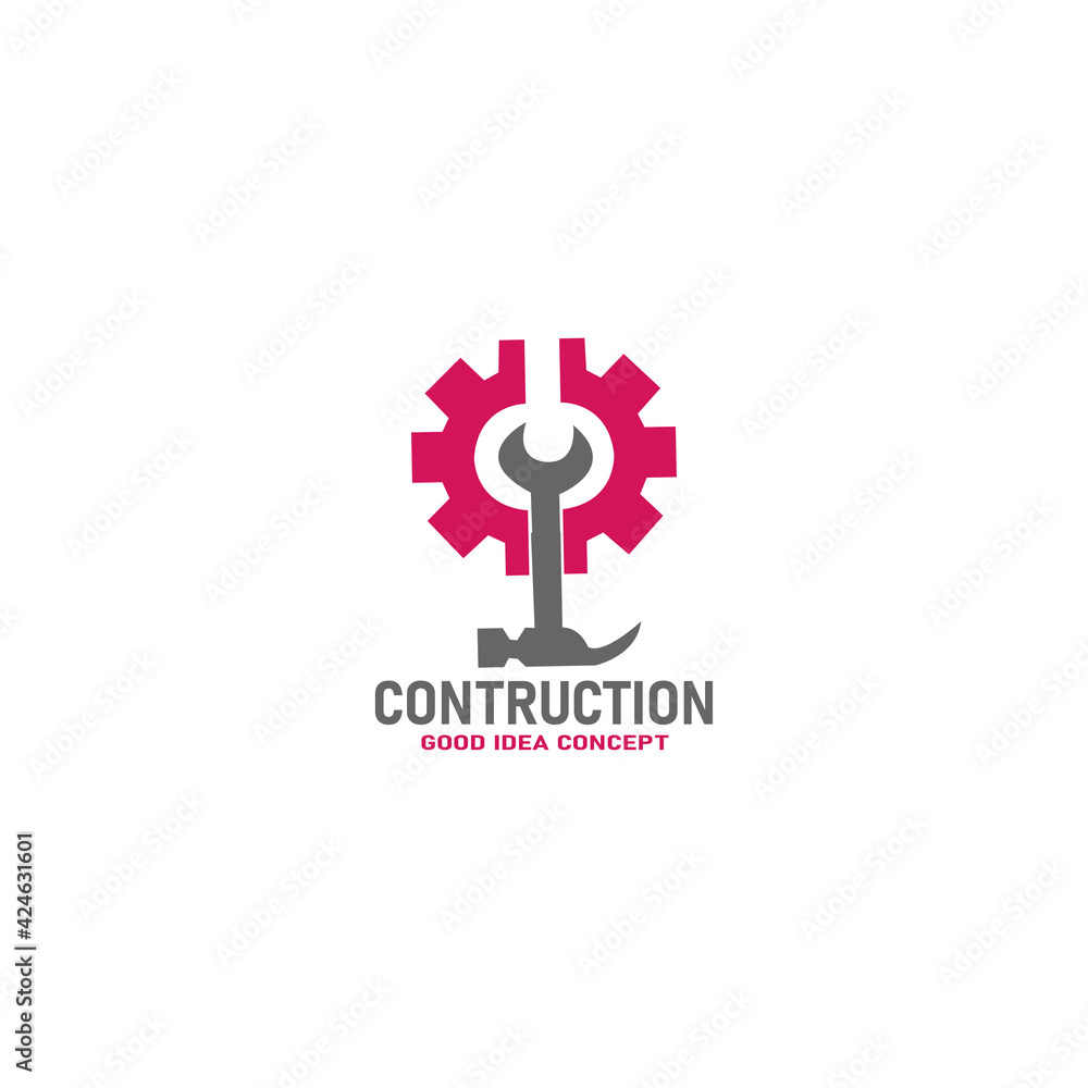 Vector design of a workshop automotive logo with a simple and modern style Vector design of a workshop automotive logo with a simple and modern style