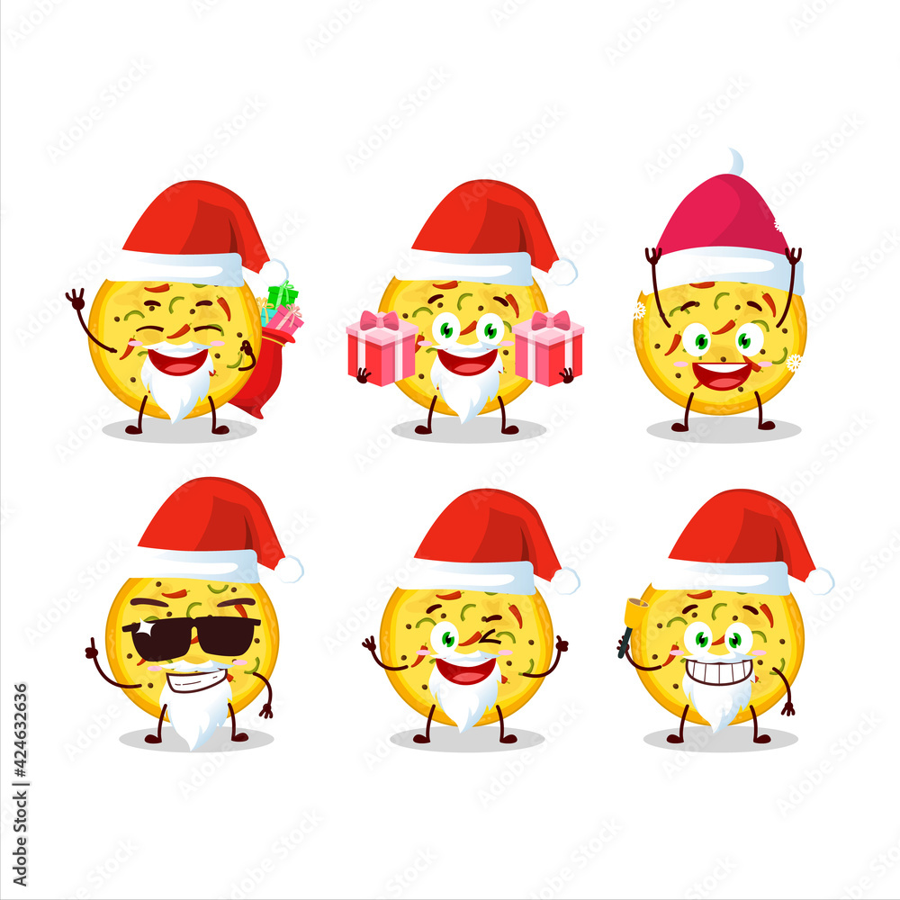 Santa Claus emoticons with mexican pizza cartoon character