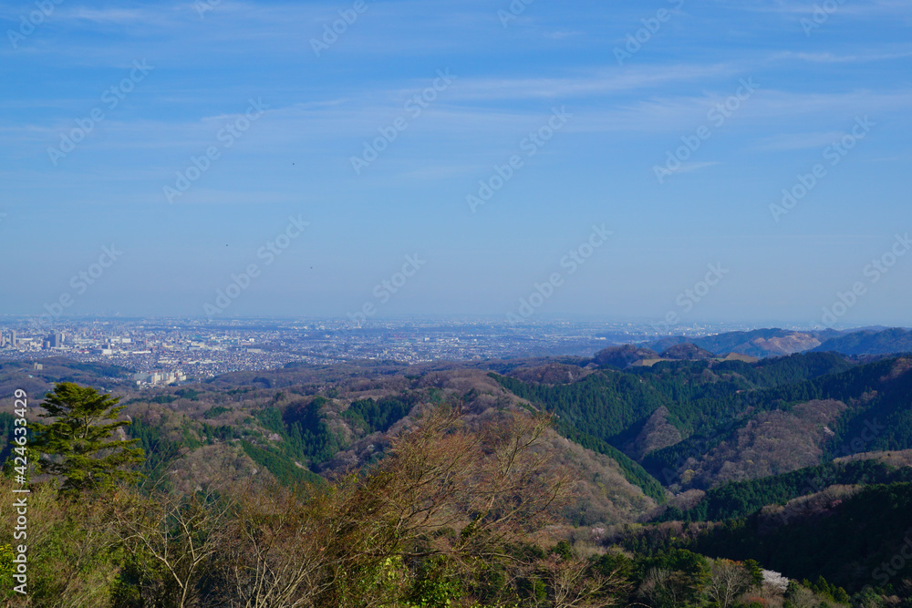 高尾山　かすみ台展望台からの景色　春
