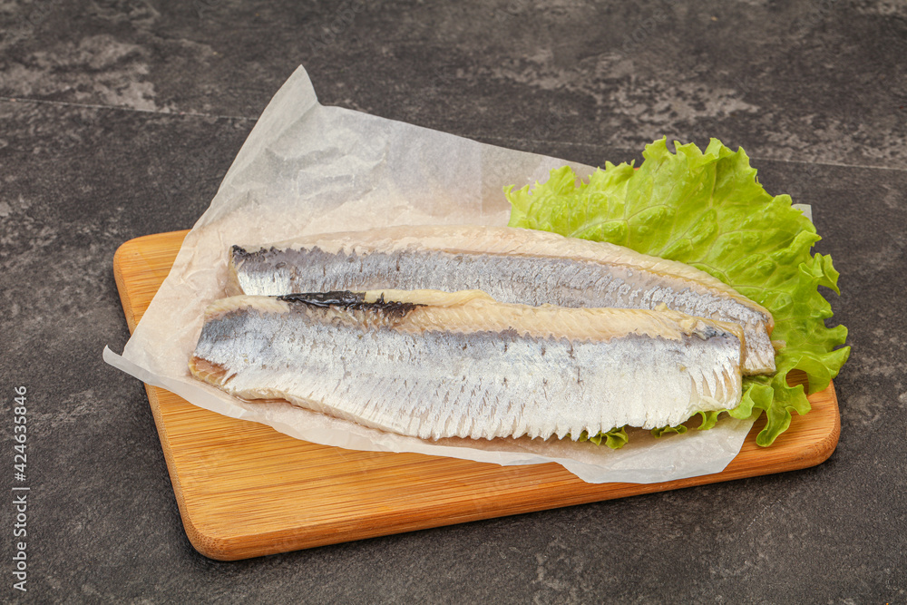 Herring fillet with salad leaves Herring fillet with salad leaves