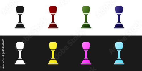 Set Gear shifter icon isolated on black and white background. Manual transmission icon. Vector
