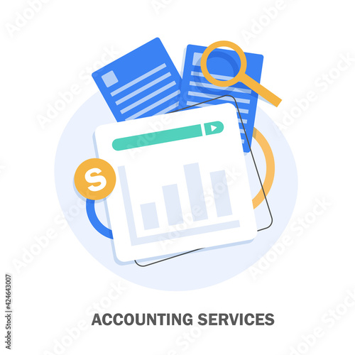 Accounting and taxes flat vector illustration design. Business concept for financial analysis