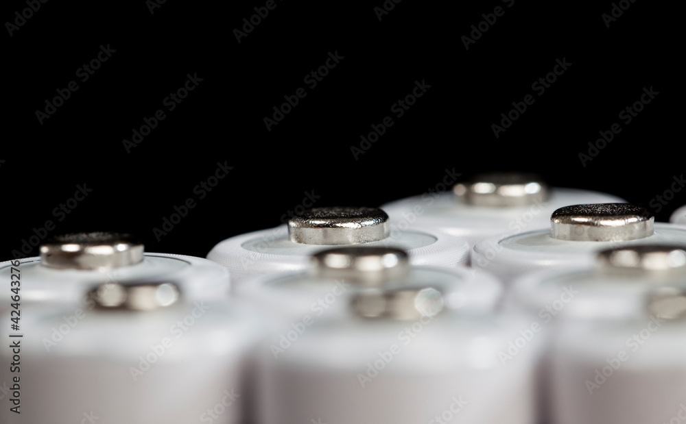 reusable cells white colored power supplies, close up reusable cells white colored power supplies, close up