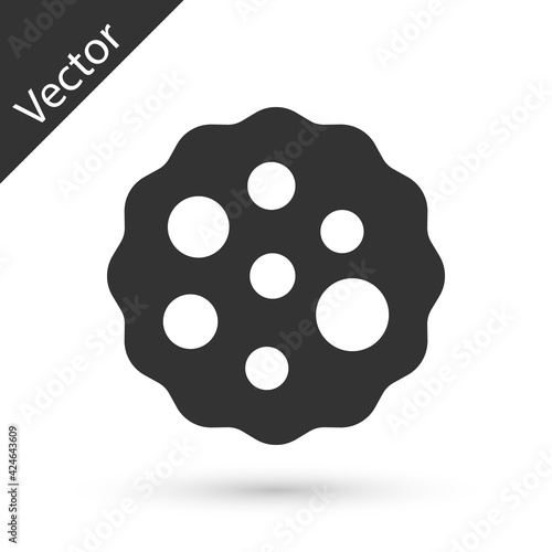 Grey Cookie or biscuit with chocolate icon isolated on white background. Vector