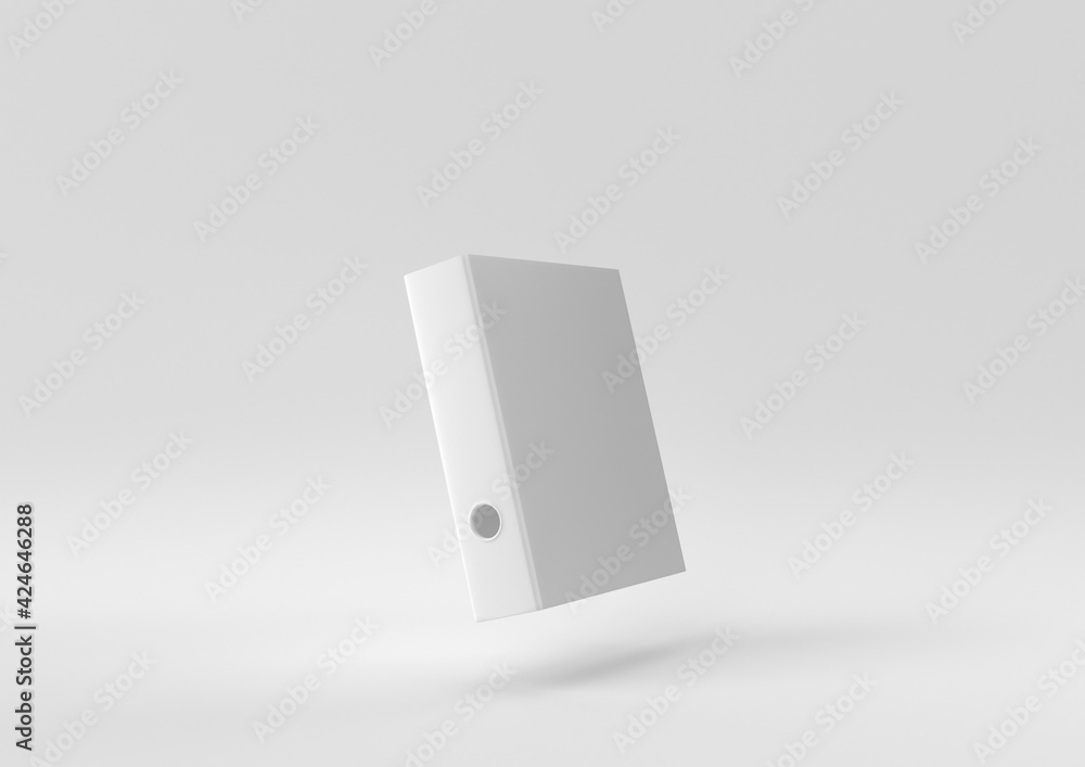 White Ring binders floating in white background. minimal concept idea creative. monochrome. 3D render. White Ring binders floating in white background. minimal concept idea creative. monochrome. 3D render.