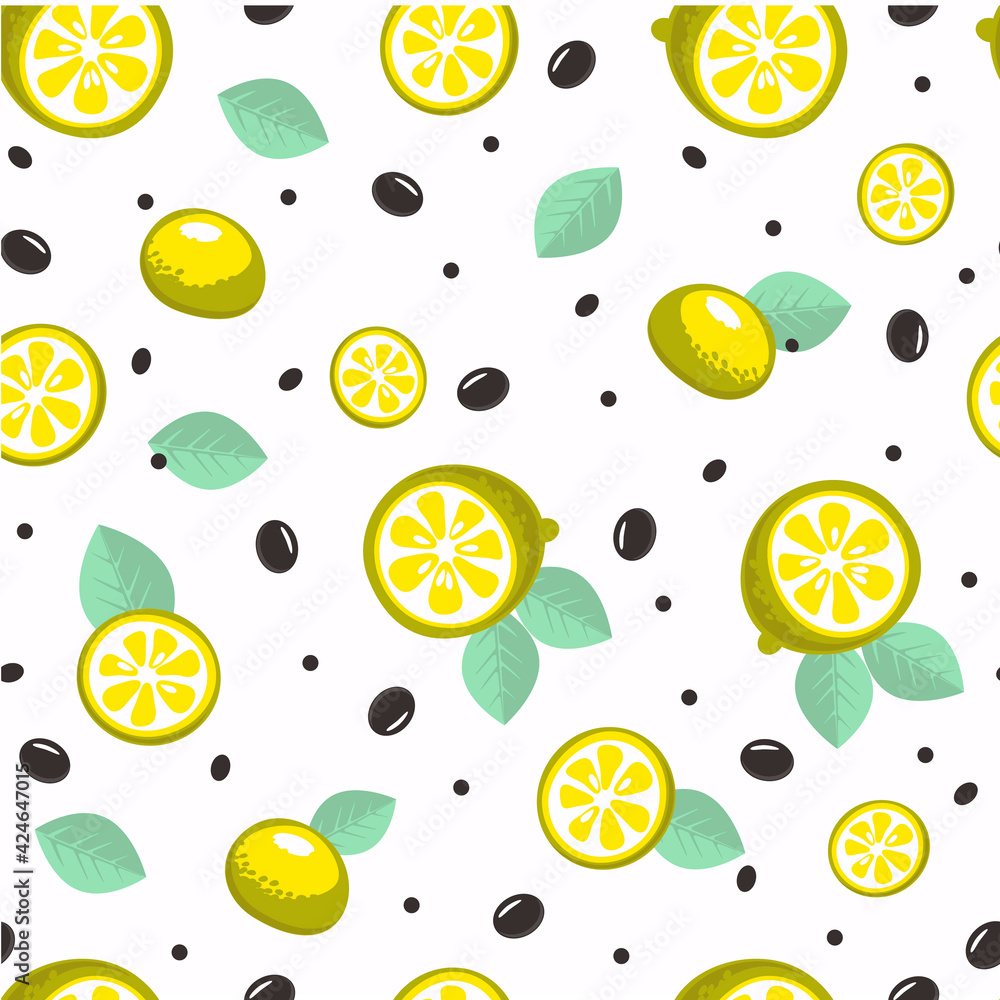 Pattern from cute lemons on a white background. Vector graphics with yellow lemons Pattern from cute lemons on a white background. Vector graphics with yellow lemons