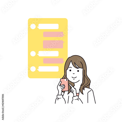 SNS活用　メッセージを待っている女性