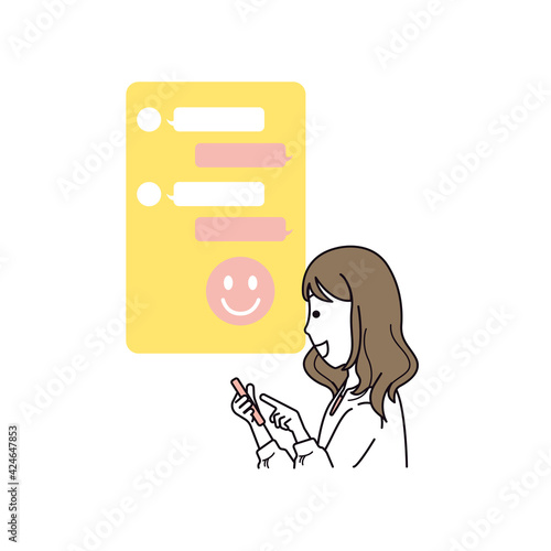 SNS活用　メッセージを待っている女性