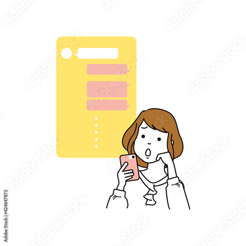 SNS活用　メッセージを待っている女性