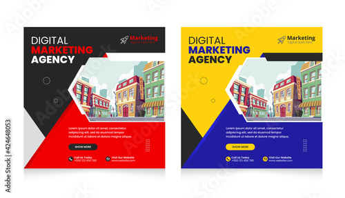 Creative social media post banner template, Corporate social media web banner design, Facebook Post, Instagram Post template	