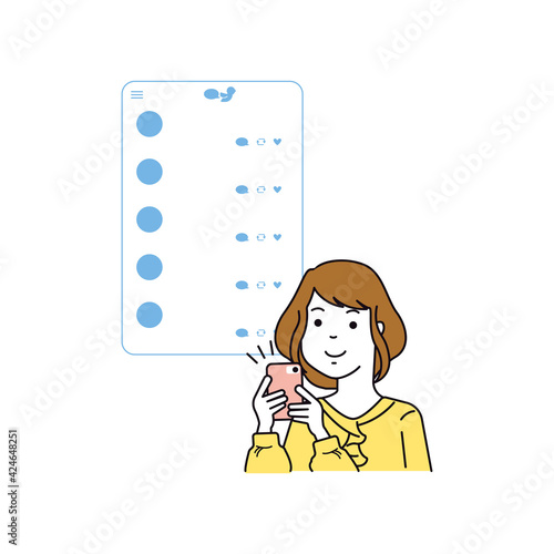 SNS活用　投稿にいいね！を押す女性