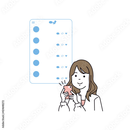 SNS活用　投稿にいいね！を押す女性