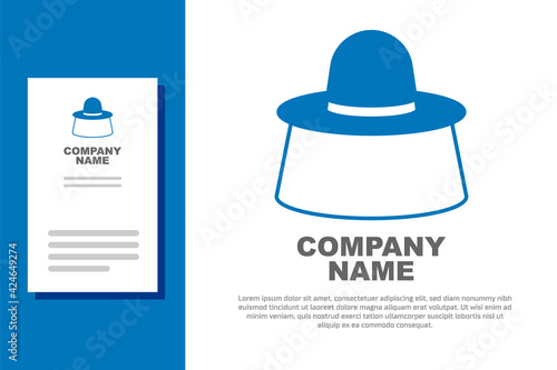 Blue Beekeeper with protect hat icon isolated on white background. Special protective uniform. Logo design template element. Vector