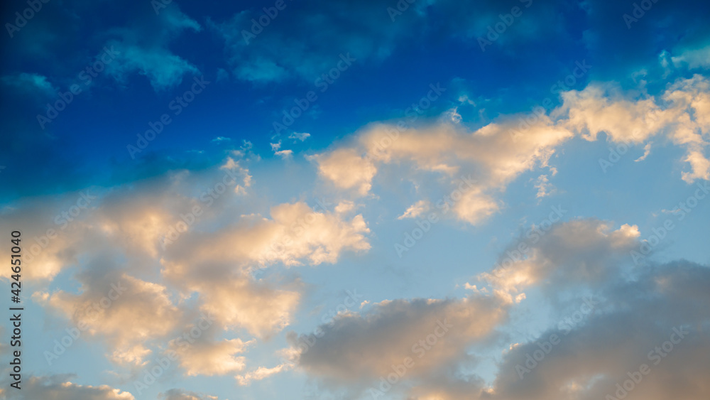 Sky with clouds and evening sun Sky with clouds and evening sun