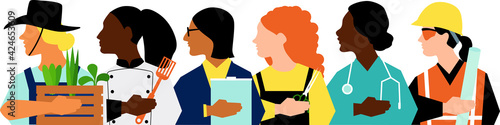 Profiles of female entrepreneurs in different fields, EPS 8 vector illustration